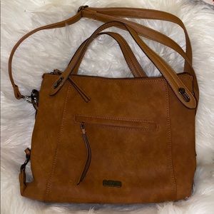 JESSICA SIMPSON BROWN FAUX SUEDE HOBO BAG